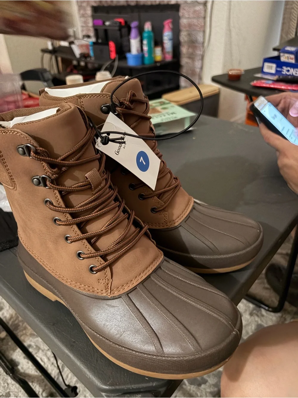 Men's Brown Duck-Style Lace-Up Winter Boots